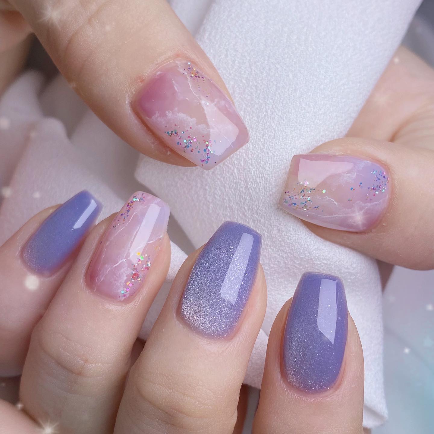 Pale lilac pastels wedding nail