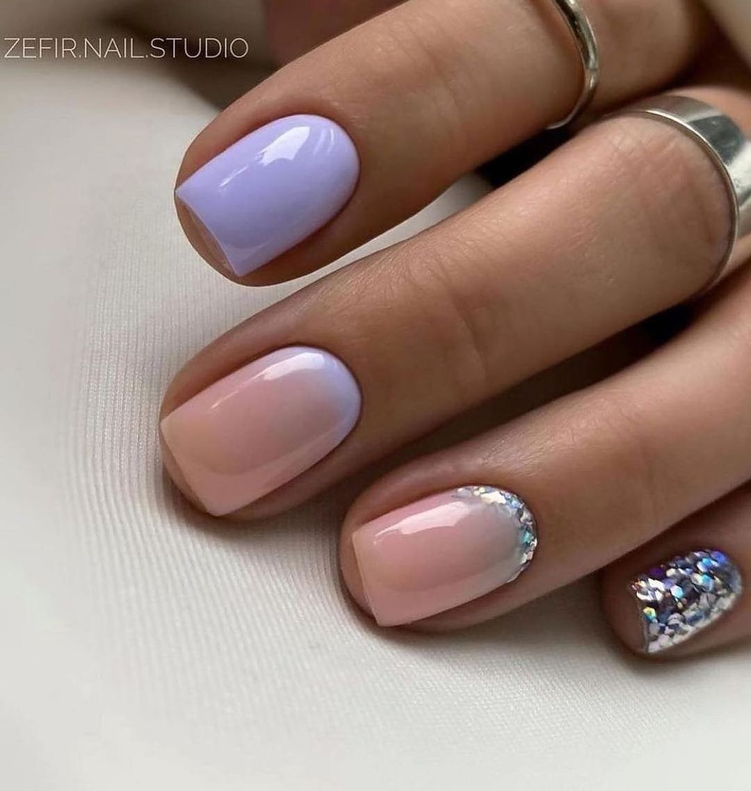 Pale pastel wedding nail art