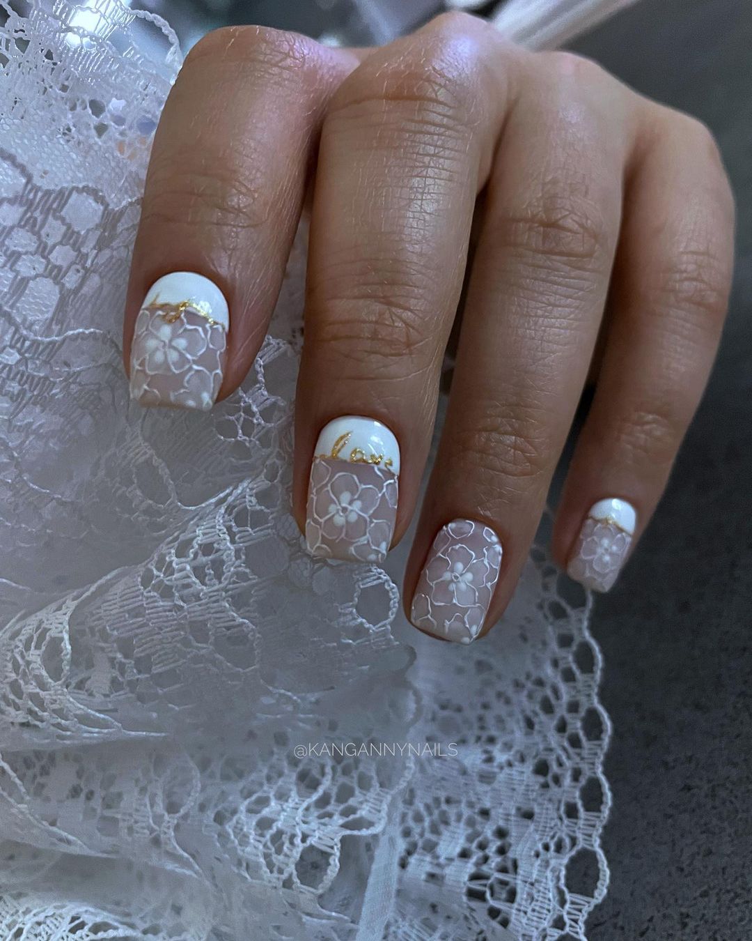 lace wedding nail