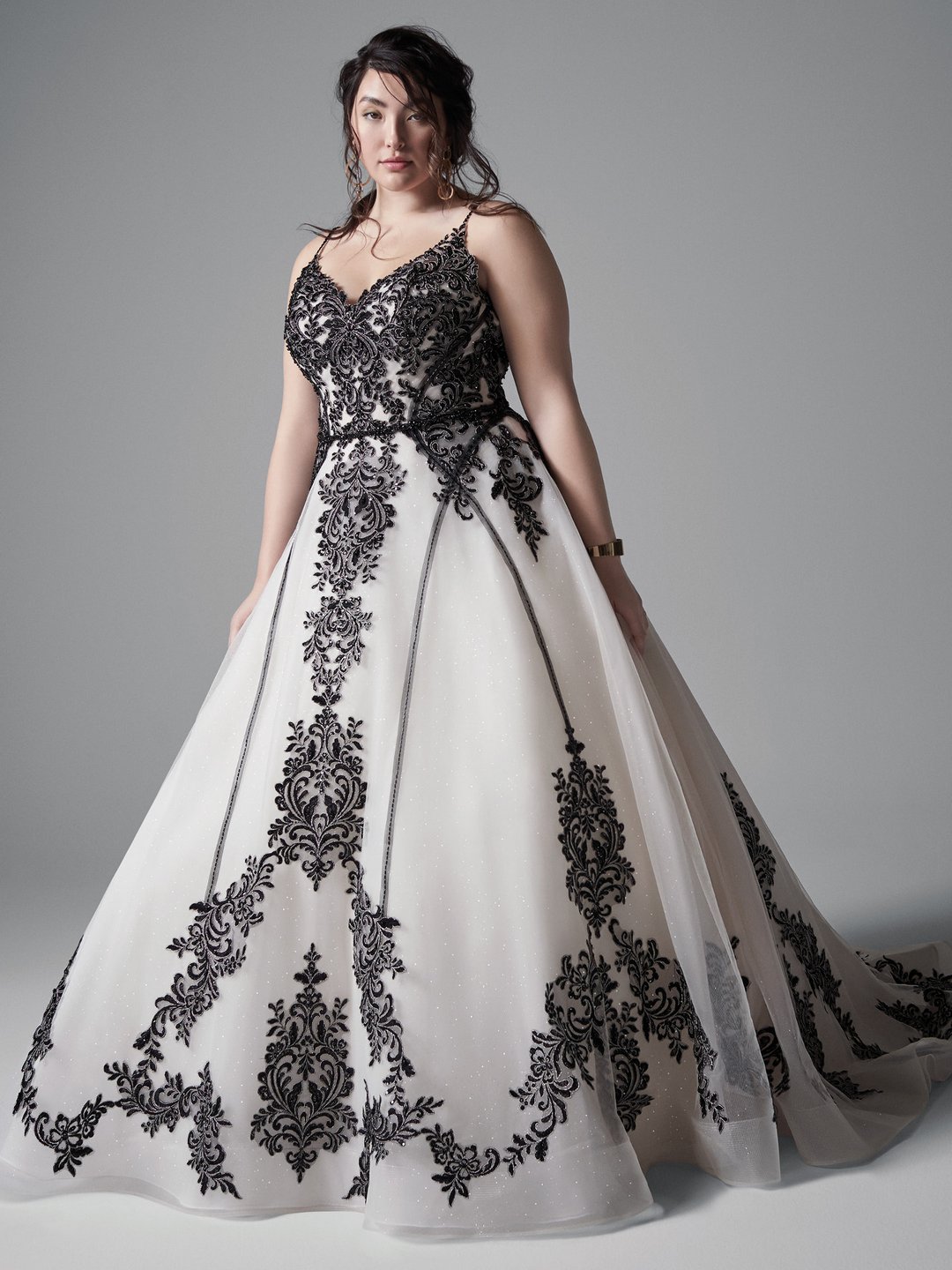 plus size black and white wedding dress