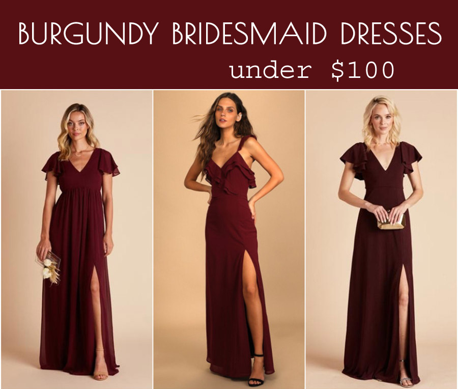 burgundy bridesmaid dresses under 100