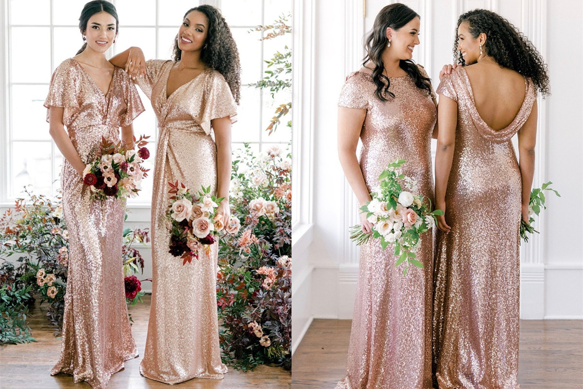 rose gold bridesmaid dresses