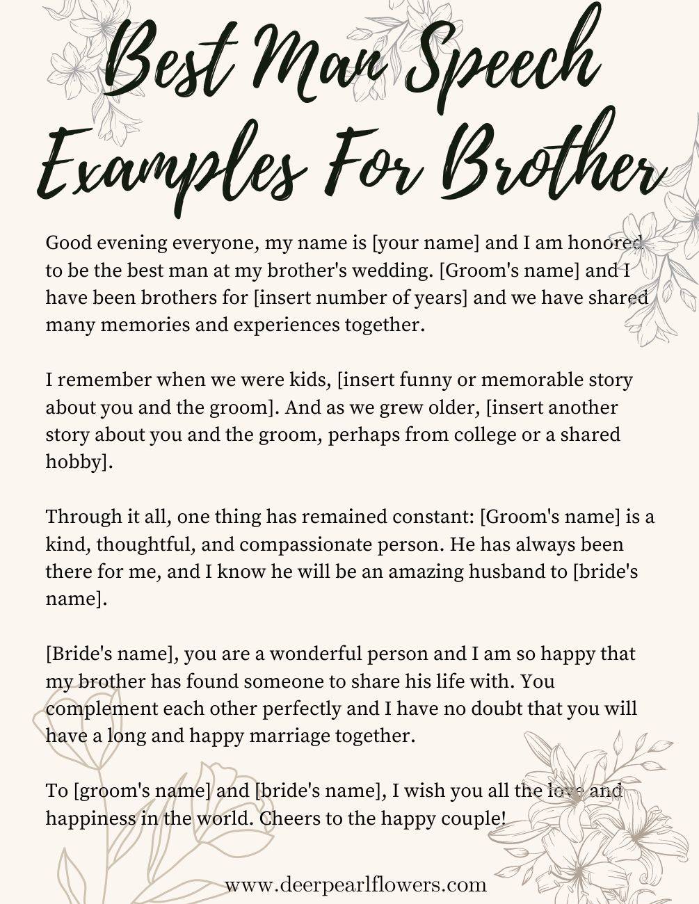 how to write a best man speech for a brother