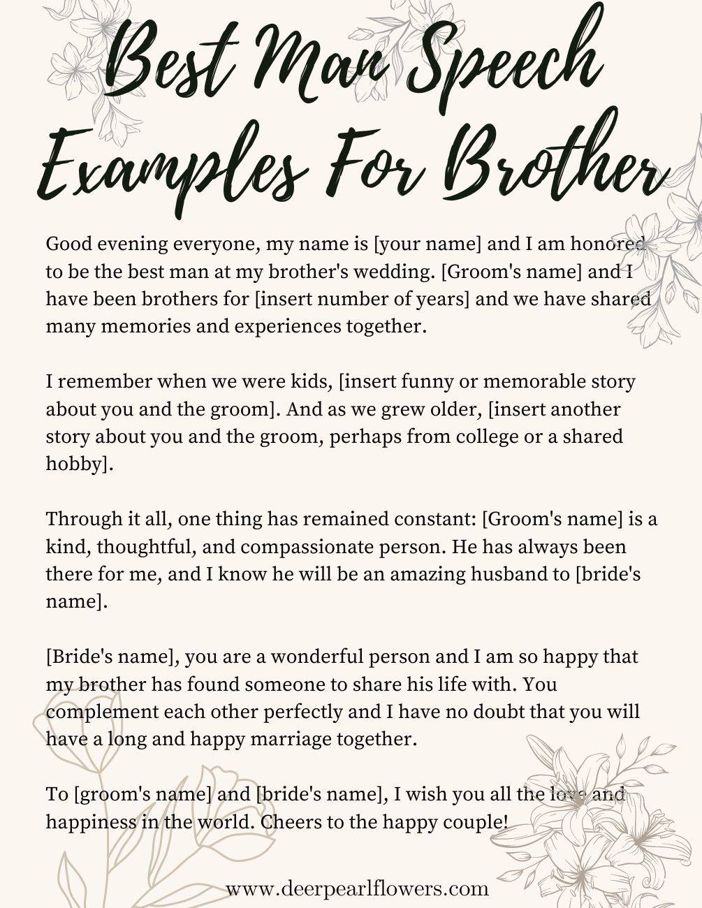 best man speech template brother