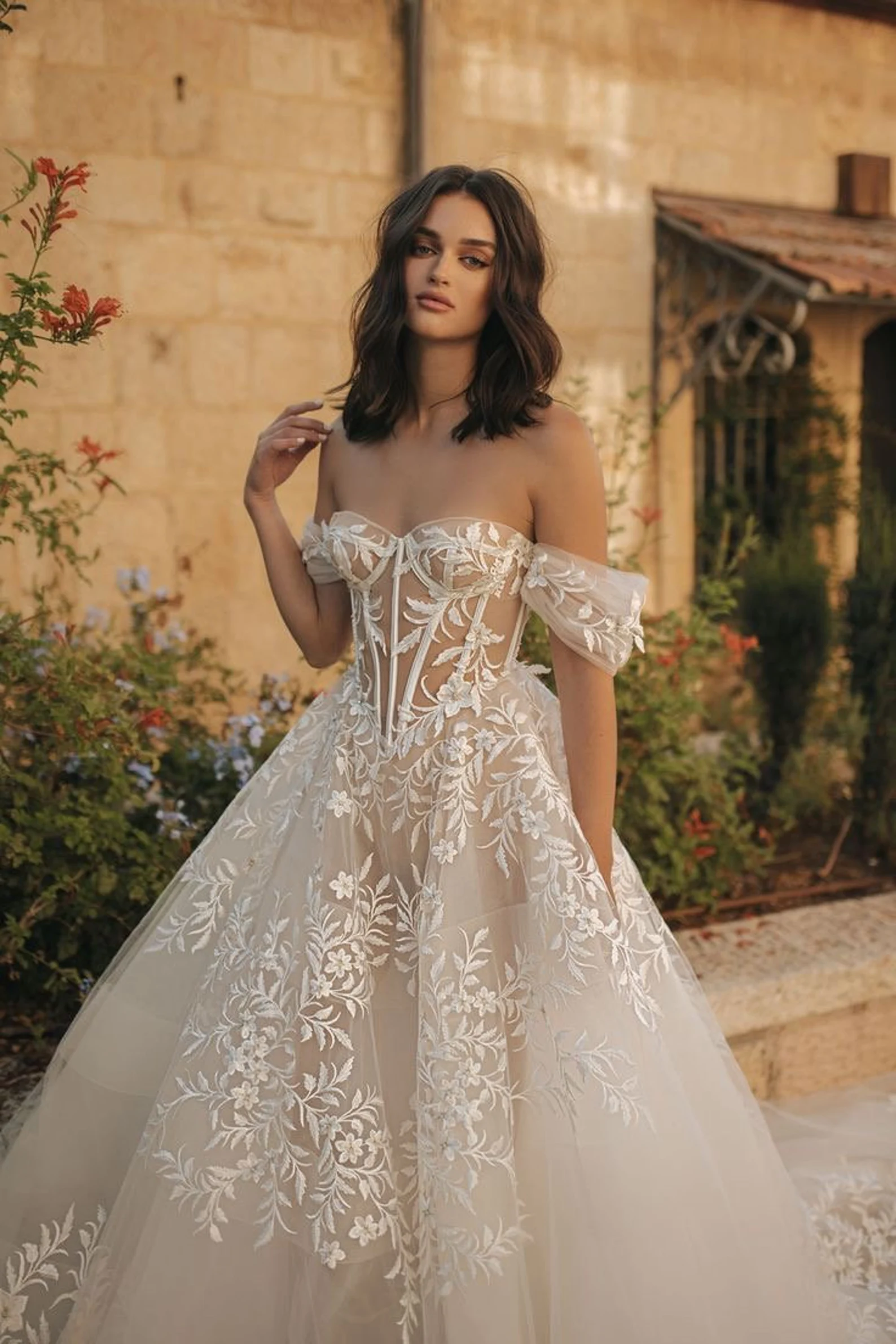 off the shoulder wedding dress