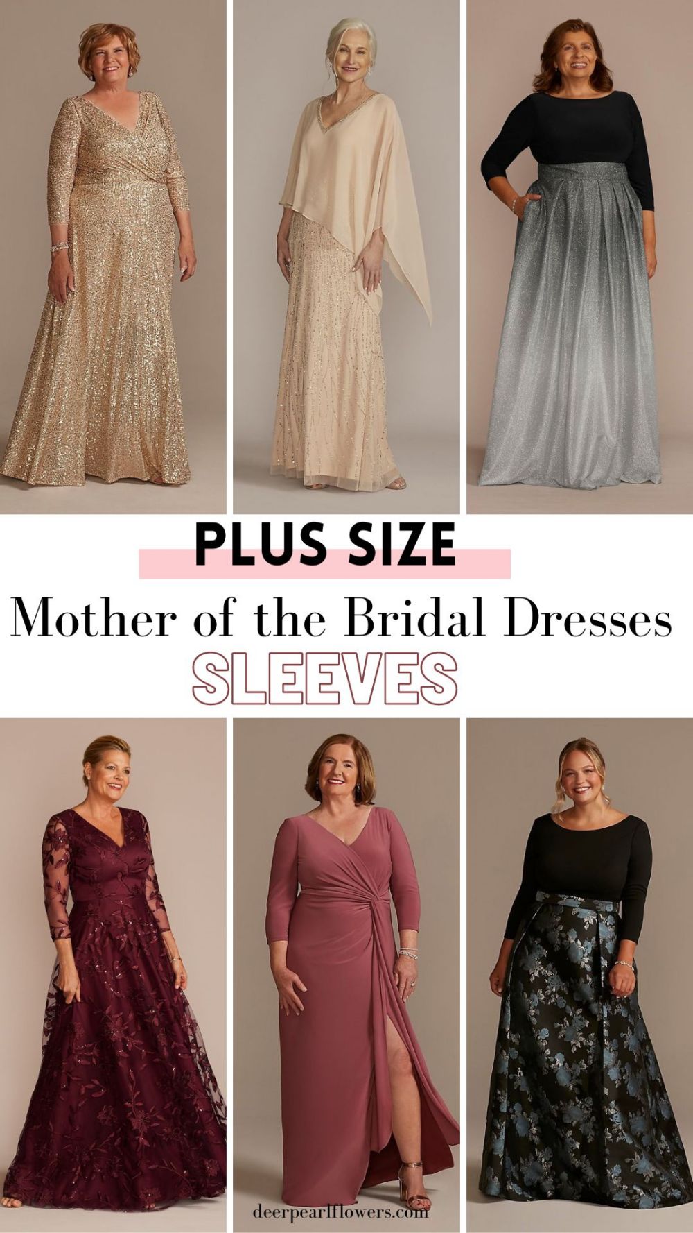 plus size mother of the bridal dresses with sleeves