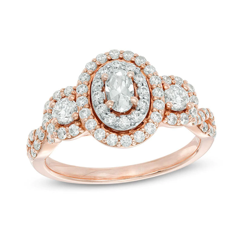 14K Rose Gold Engagement Ring with 1 CT Oval Diamond