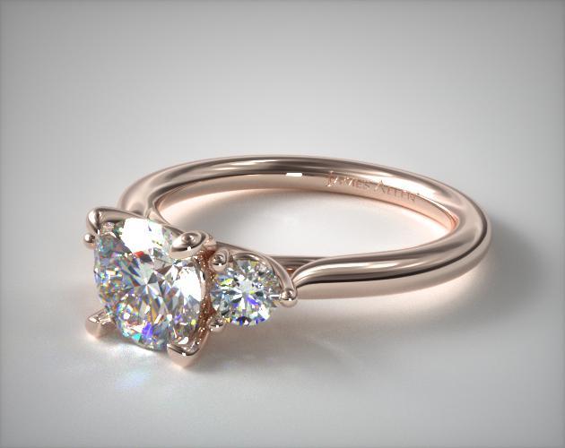 14K Rose Gold Engagement Ring with Classic Round Shape Three Stone