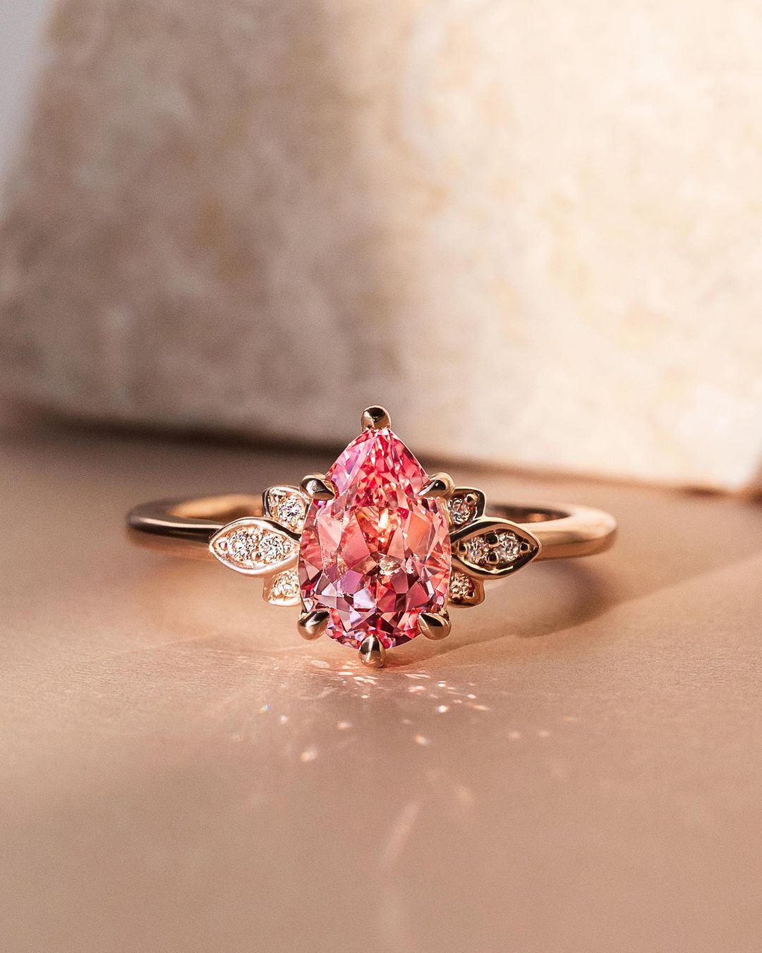vintage rose gold pearl floral engagement rings