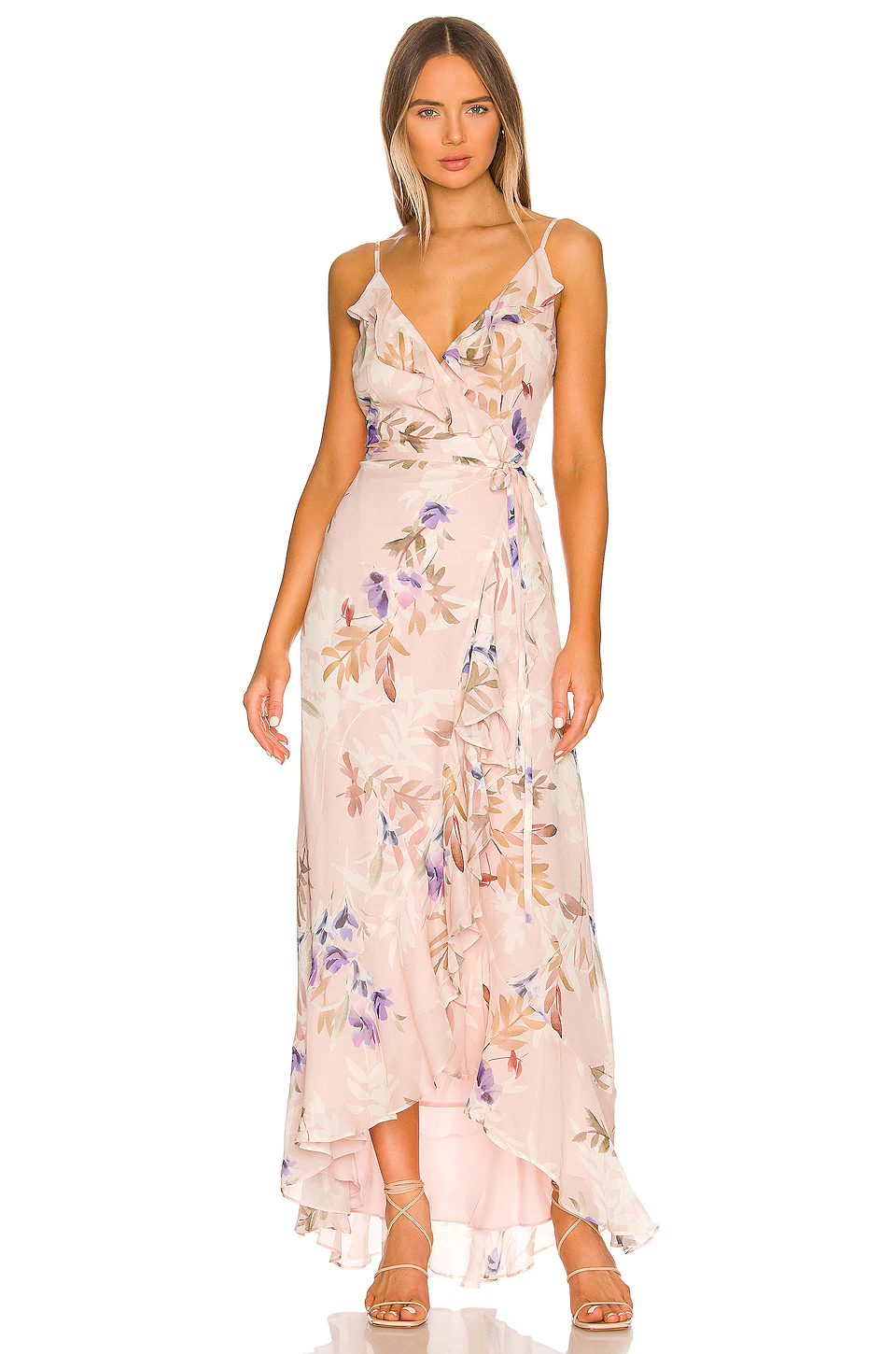 Yumi Kim Meadow Maxi Wedding Guest Dress in Sky High Sand