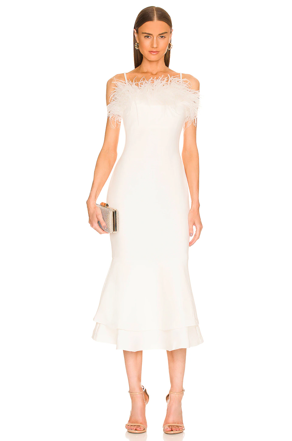 Feather Midi Bridal Shower Dress