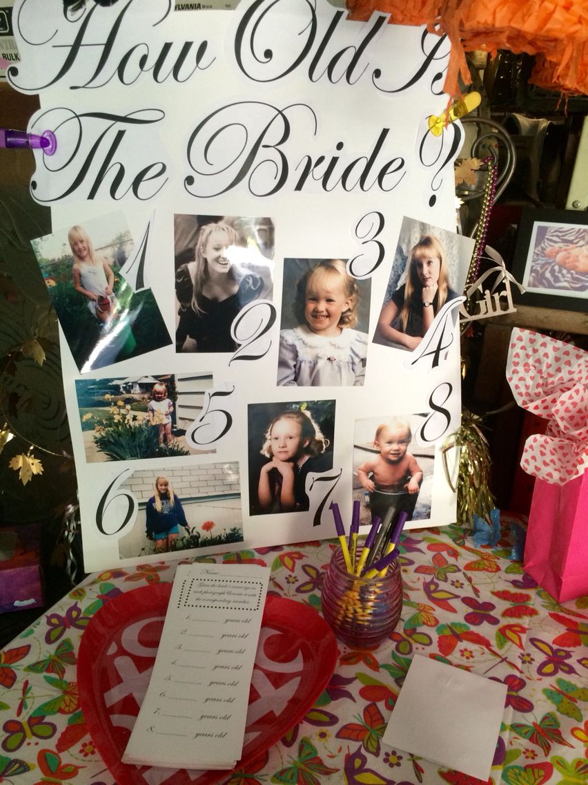 how old is the bride bridal shower game idea