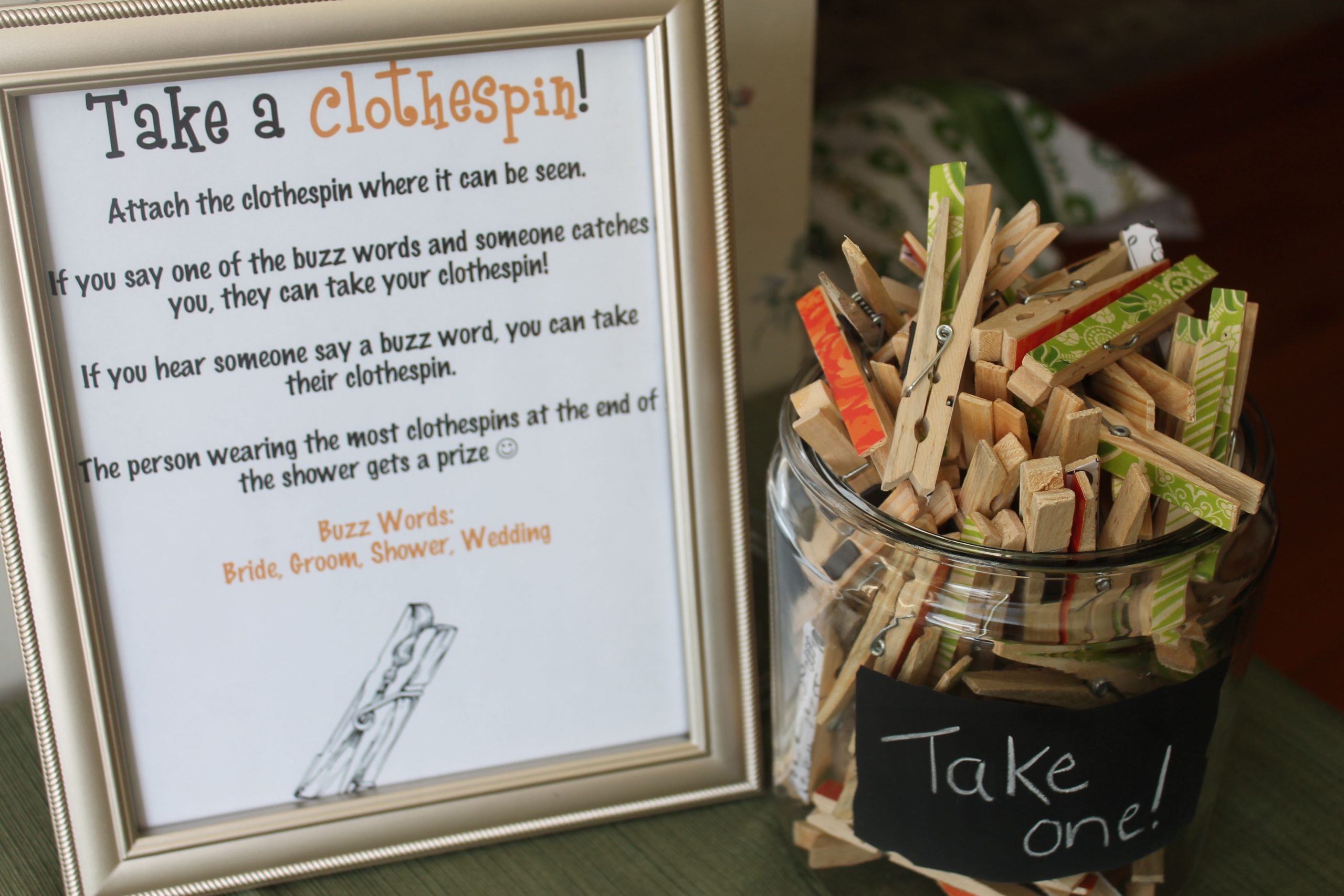 take a clothespin bridal shower game