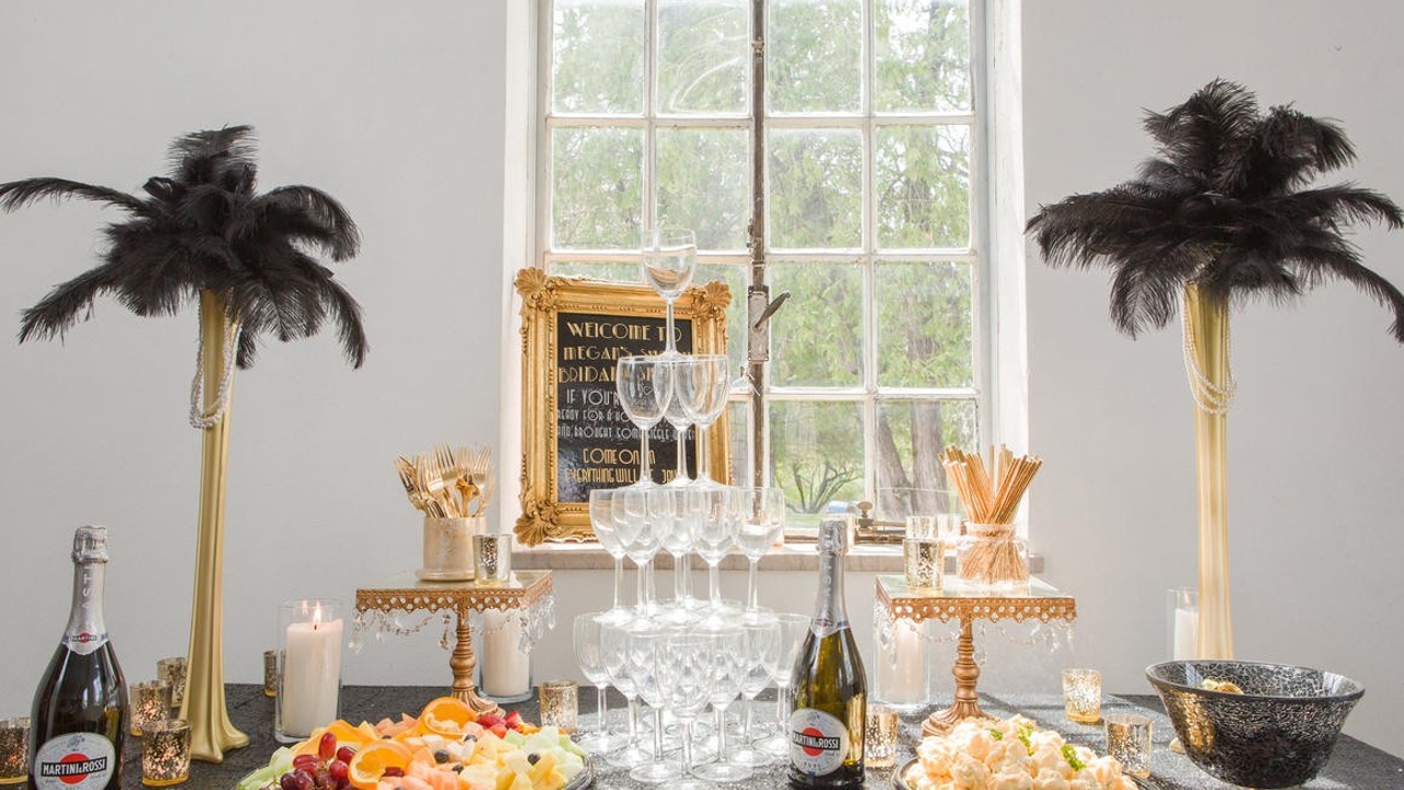 bridal shower theme idea black and gold gatsby