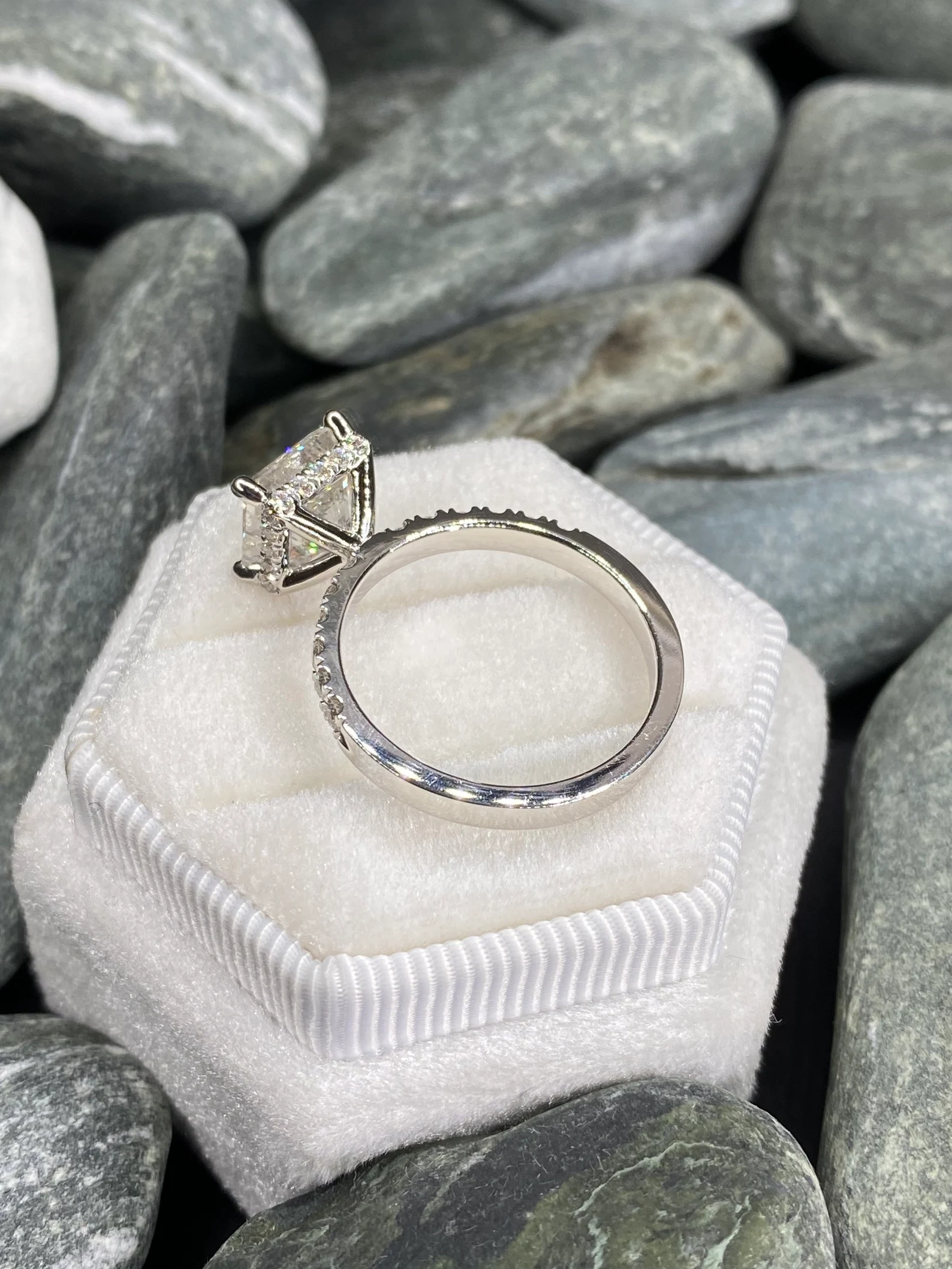  white gold princess cut Hidden Halo Engagement Ring