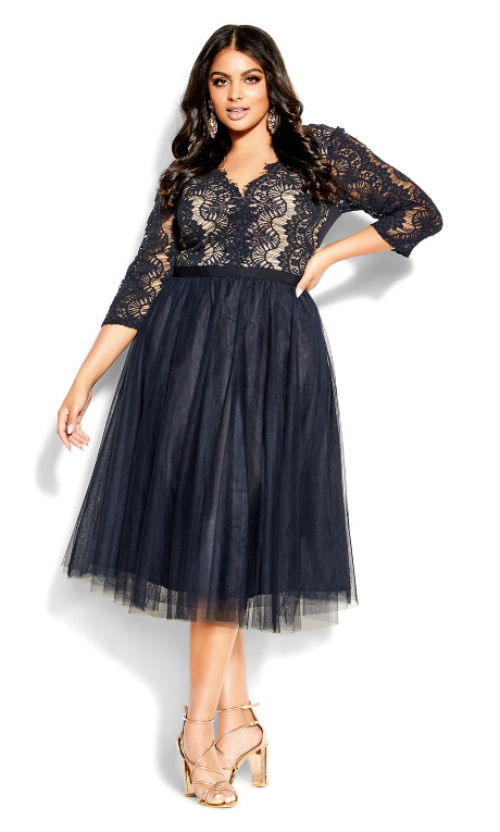 Beauty Elbow Sleeve Maxi Dress - navy