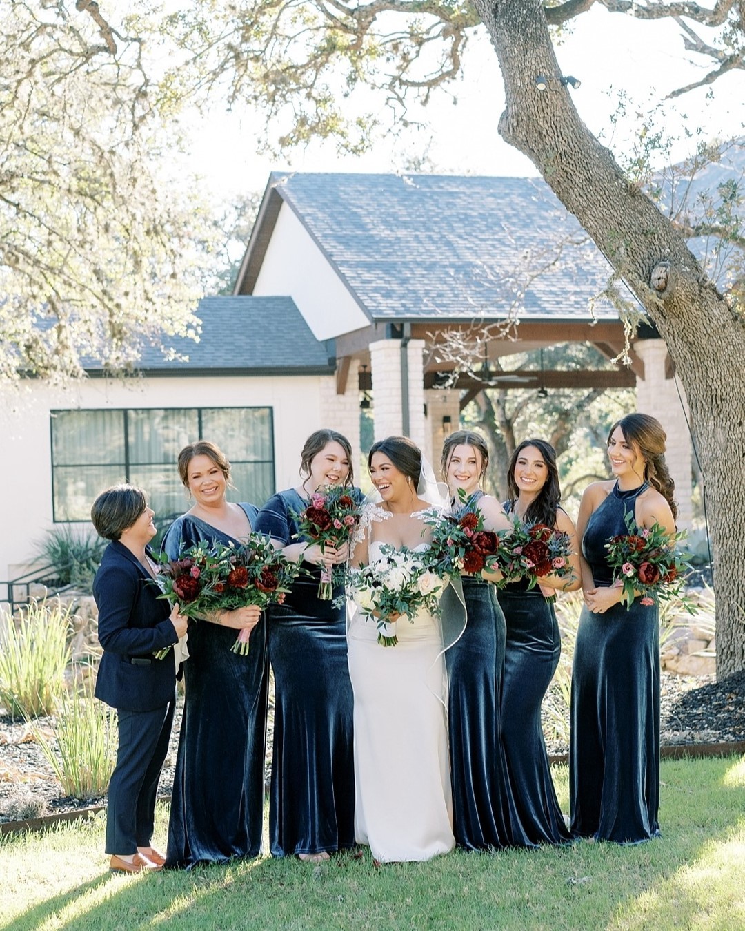 Royal blue velvet bridesmaid dresses mismatch fall⠀⠀⠀