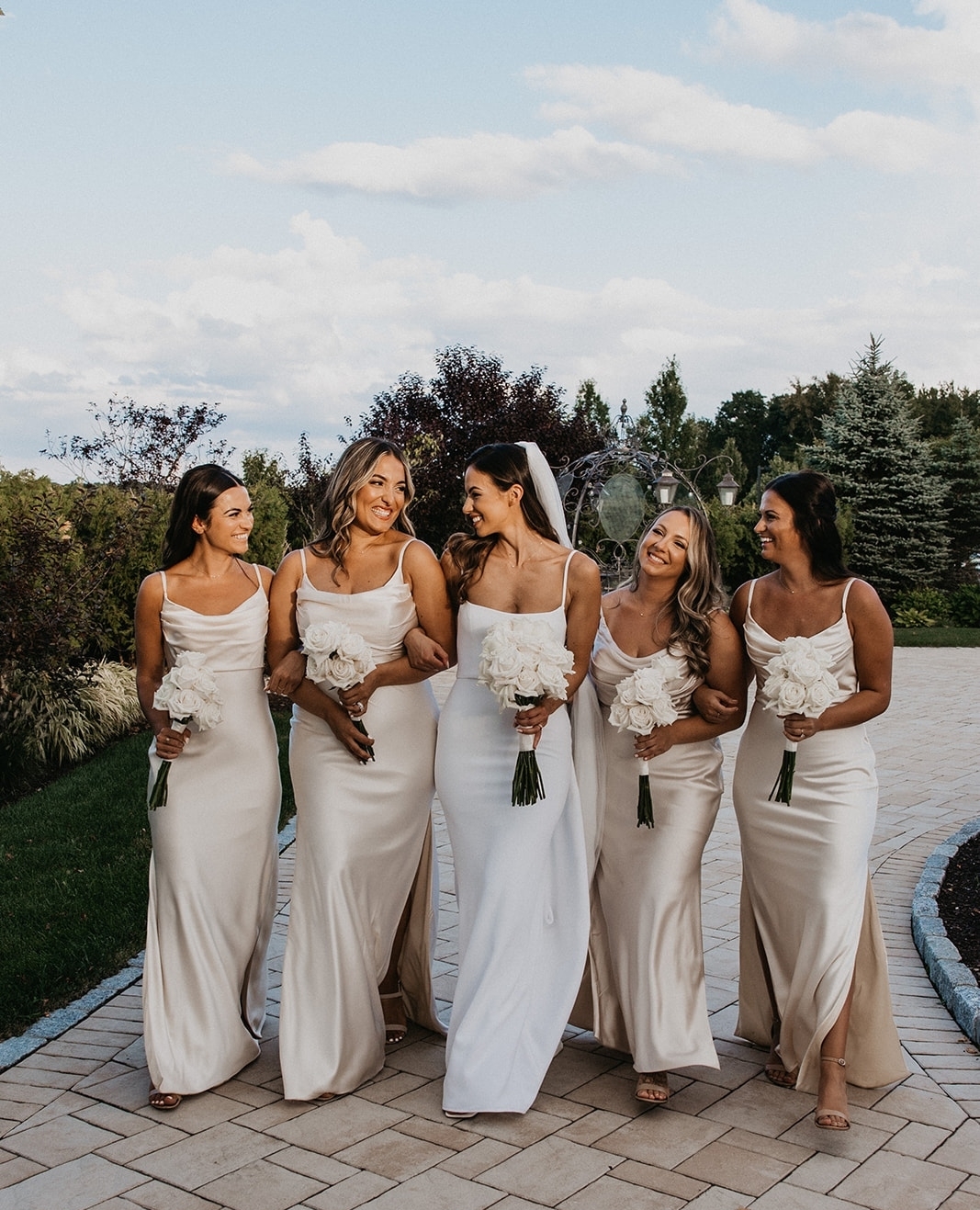 Soft Champagne Satin Bridesmaid Gowns