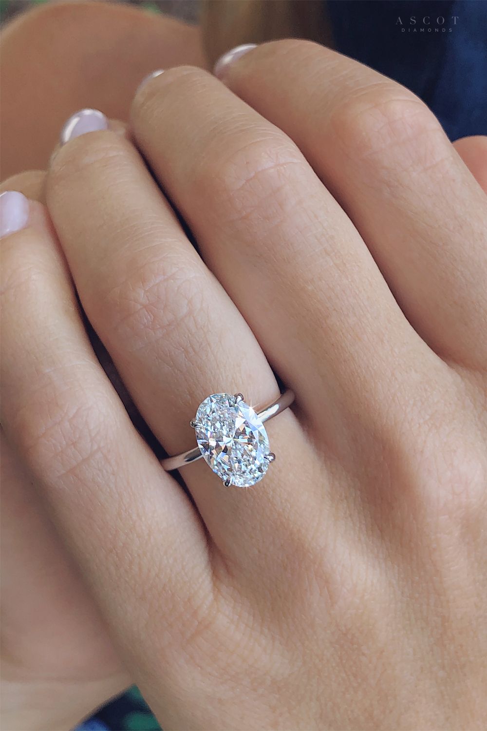Oval Cut Diamon Platinum Engagement Ring