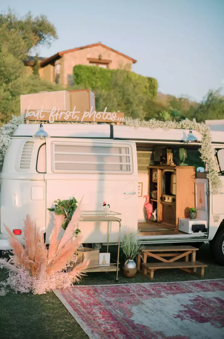 outdoor bohemian photobooth neon sign