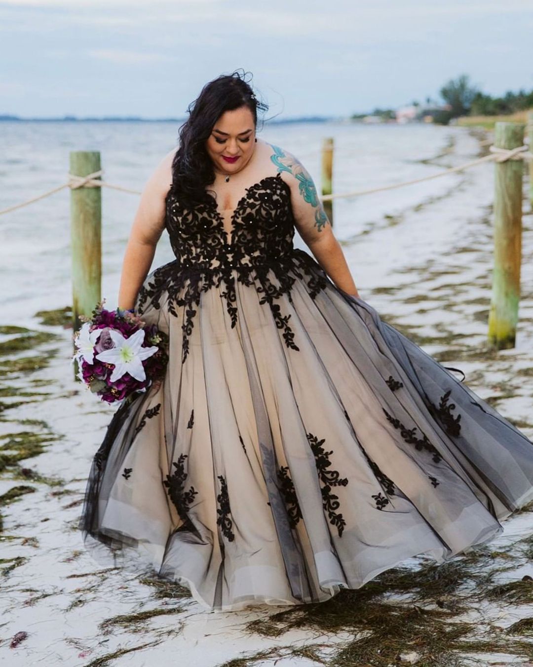 plus size black and white wedding dresses ball gown
