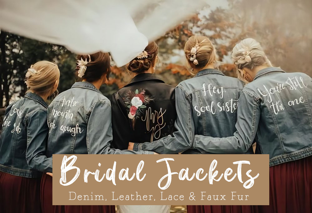 Denim Leather Lace Faux Fur Bridal Jackets