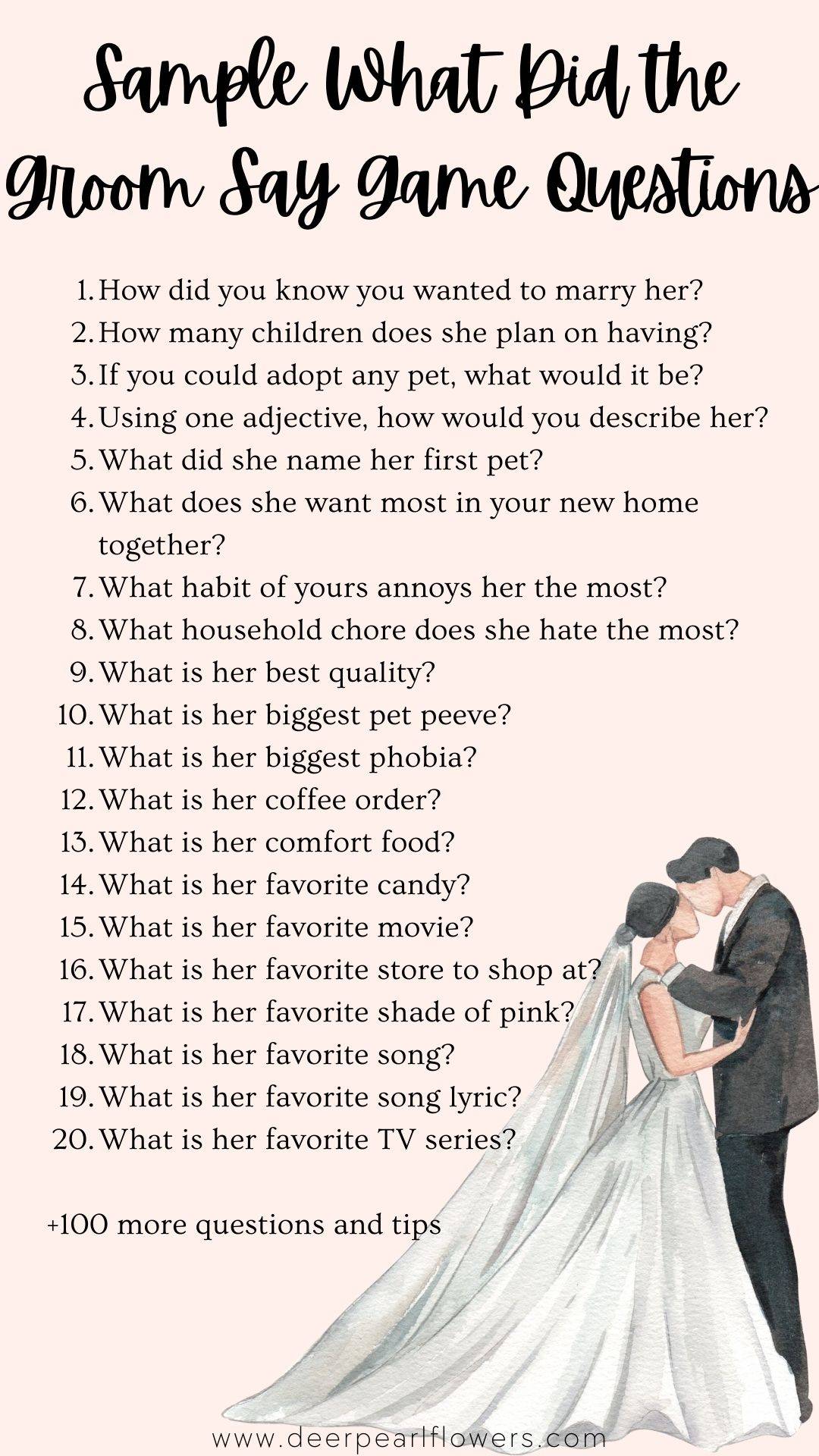Sample What Did the Groom Say Game Questions