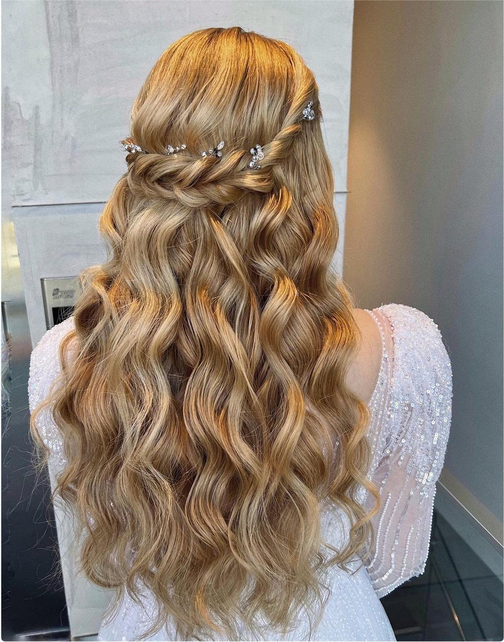 classic braided half up half down long hairstyle zhanna_syniavska