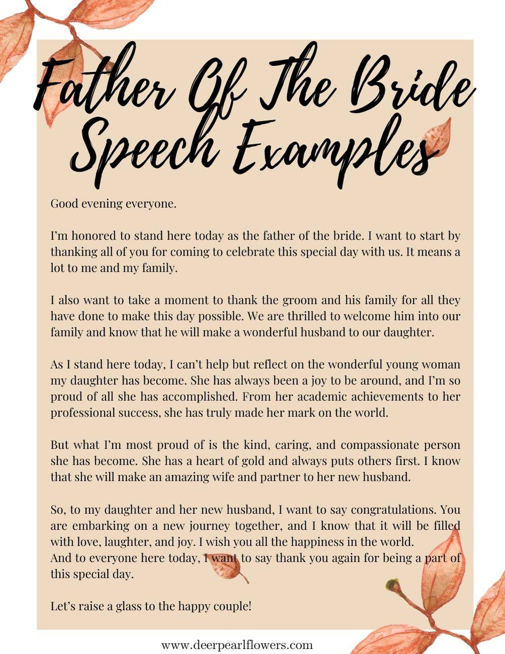 Alternative father of the bride speech