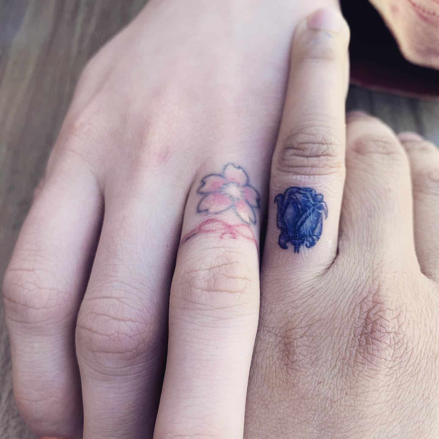 25 Creative Soulmate Wedding Ring Tattoos For Couples (2024)