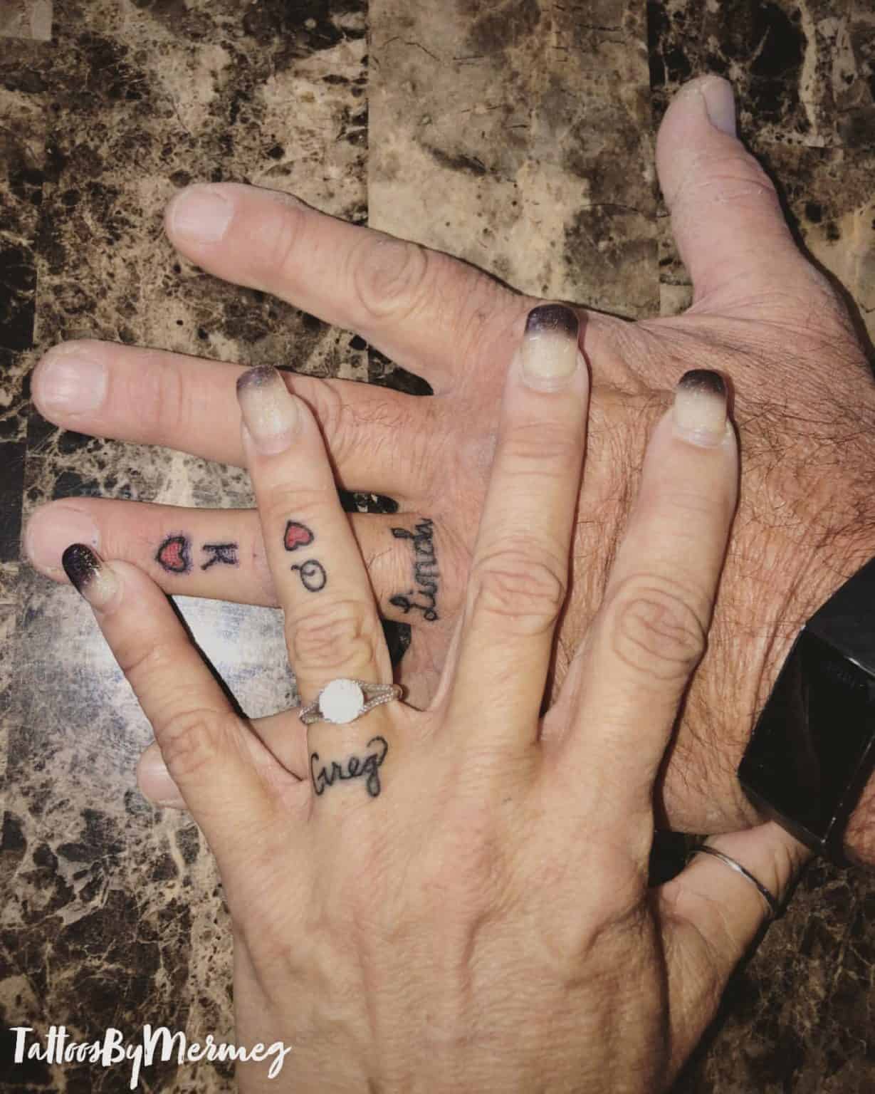 Full Names ring wedding tattoo