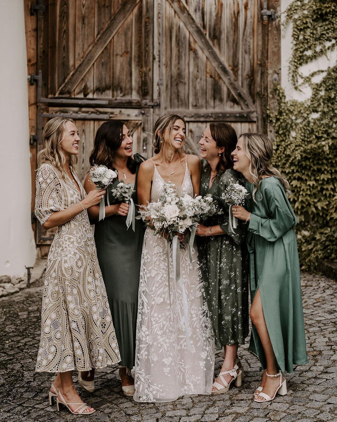 Emerald Sage Bohemian Bridesmaid Dresses