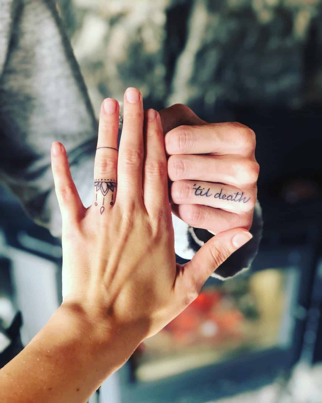 Meaningful Words wedding finger tattoos