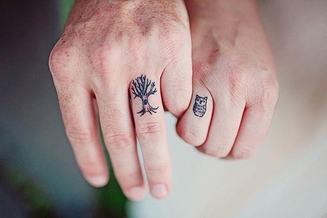 Nature-Inspired soulmate wedding ring tattoos