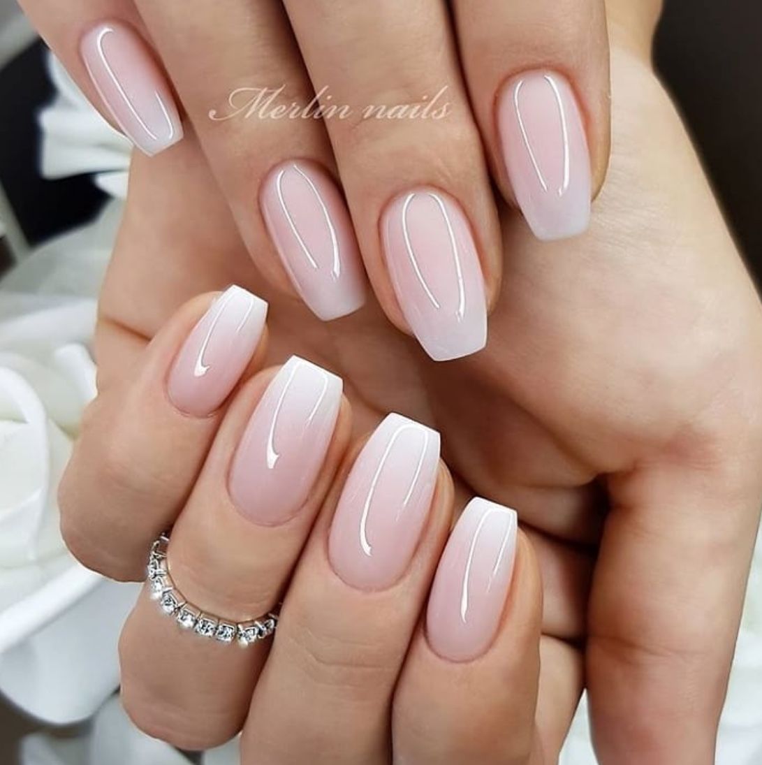 Pink French Ombre Wedding Nail Art