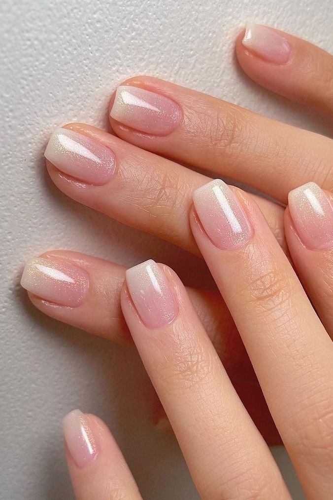 Pink Ombre Wedding Nail Idea