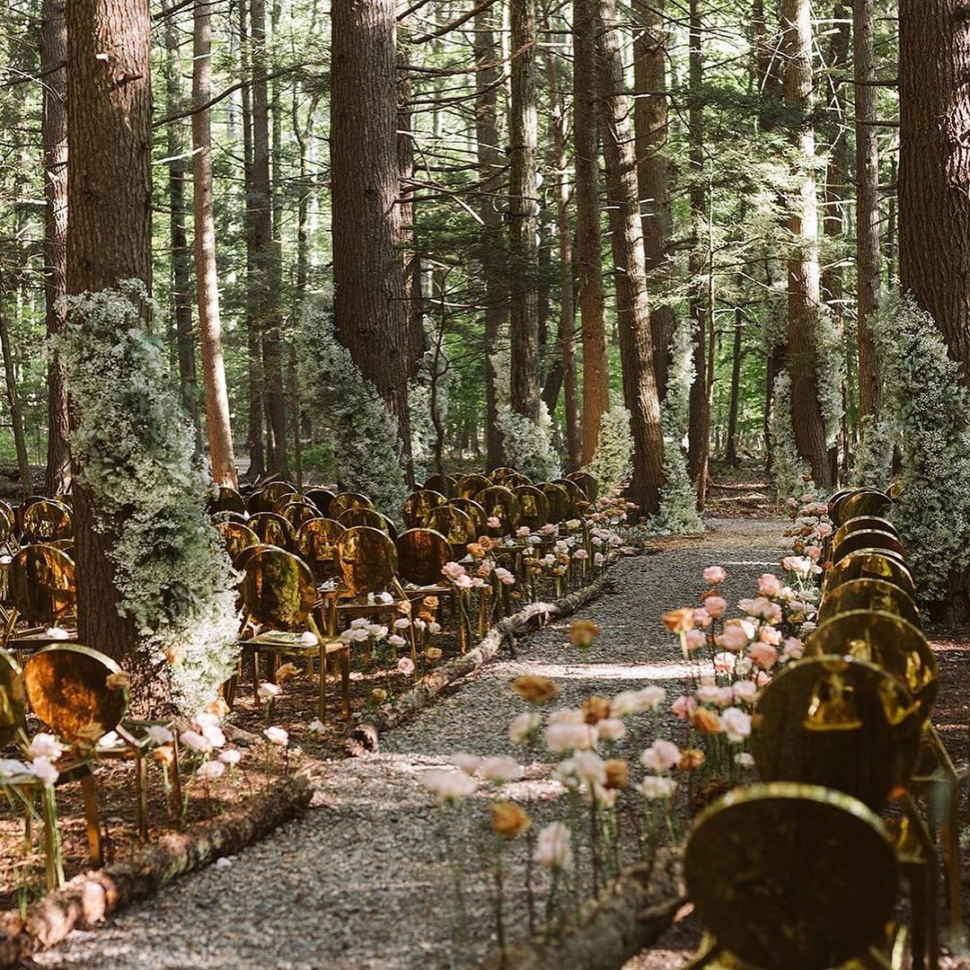 Twilight forest wedding ceremony decor