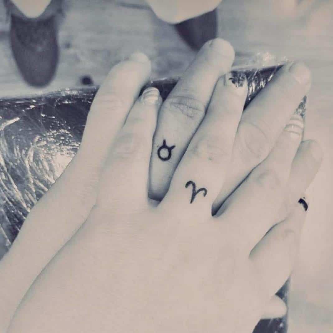 Zodiac Symbols soulmate wedding ring tattoos