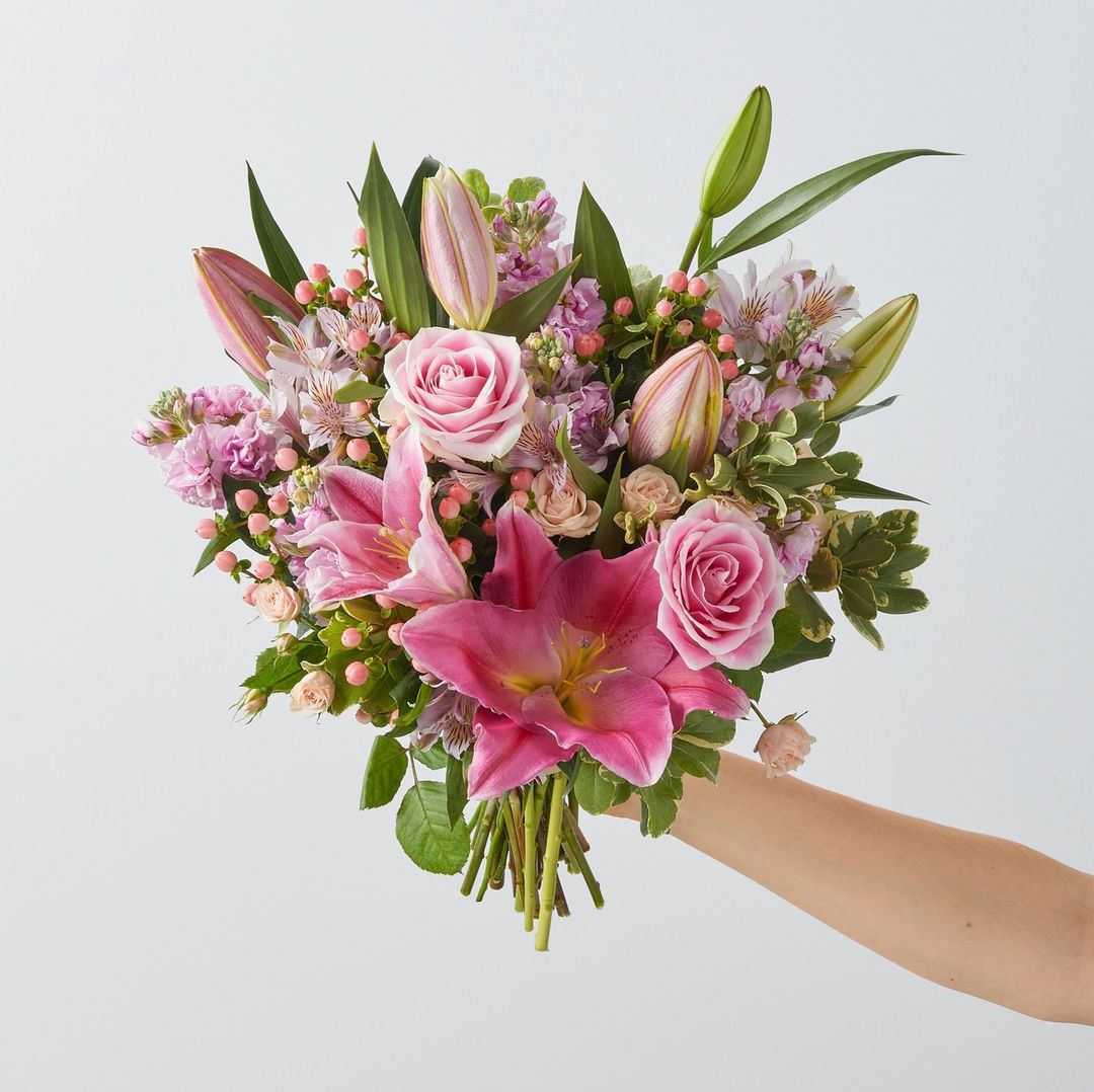 pink roses wedding bouquet by The Bouqs