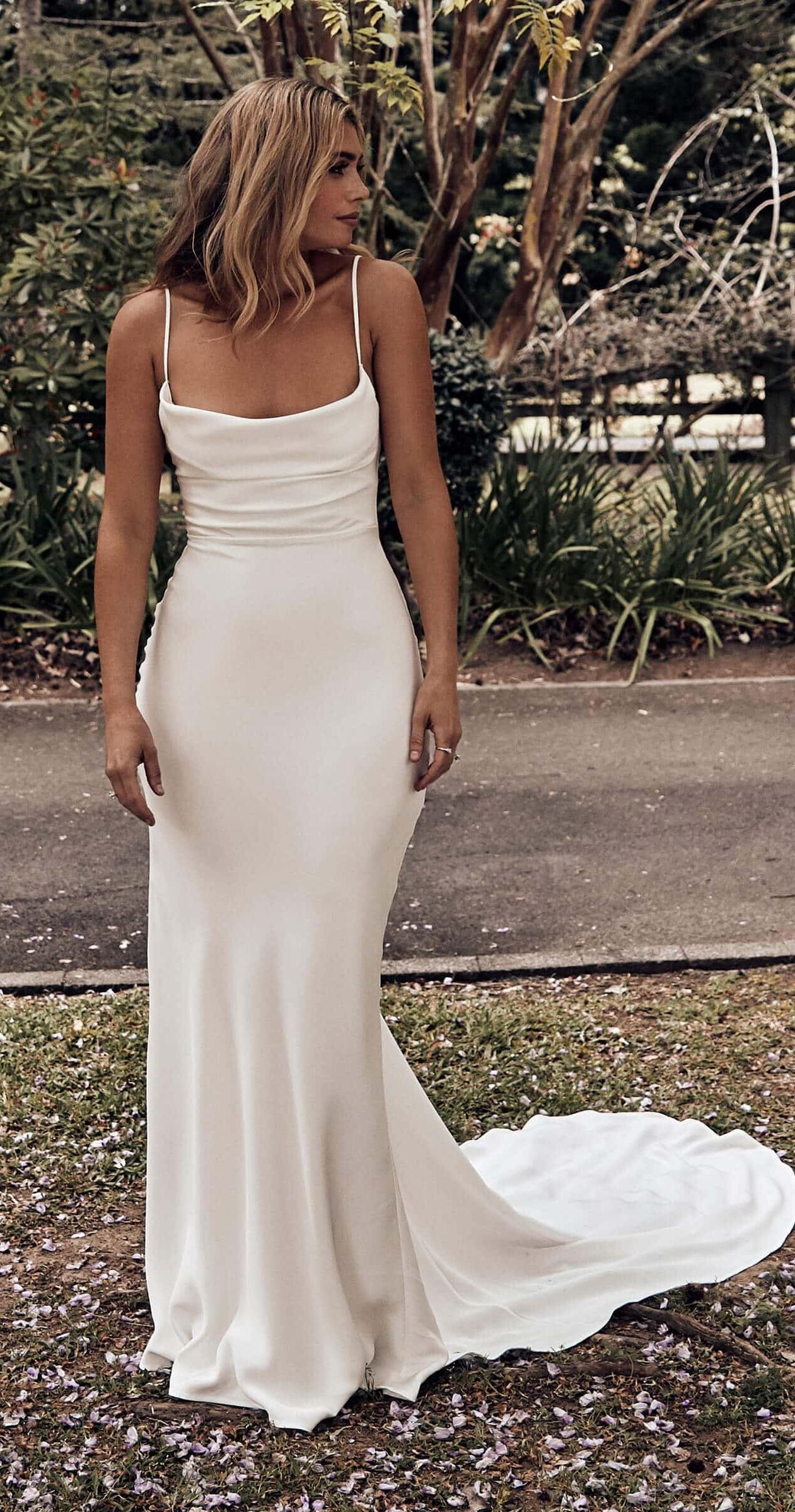 satin simple wedding dresses with spaghetti straps country beach bohemian grace loves lace