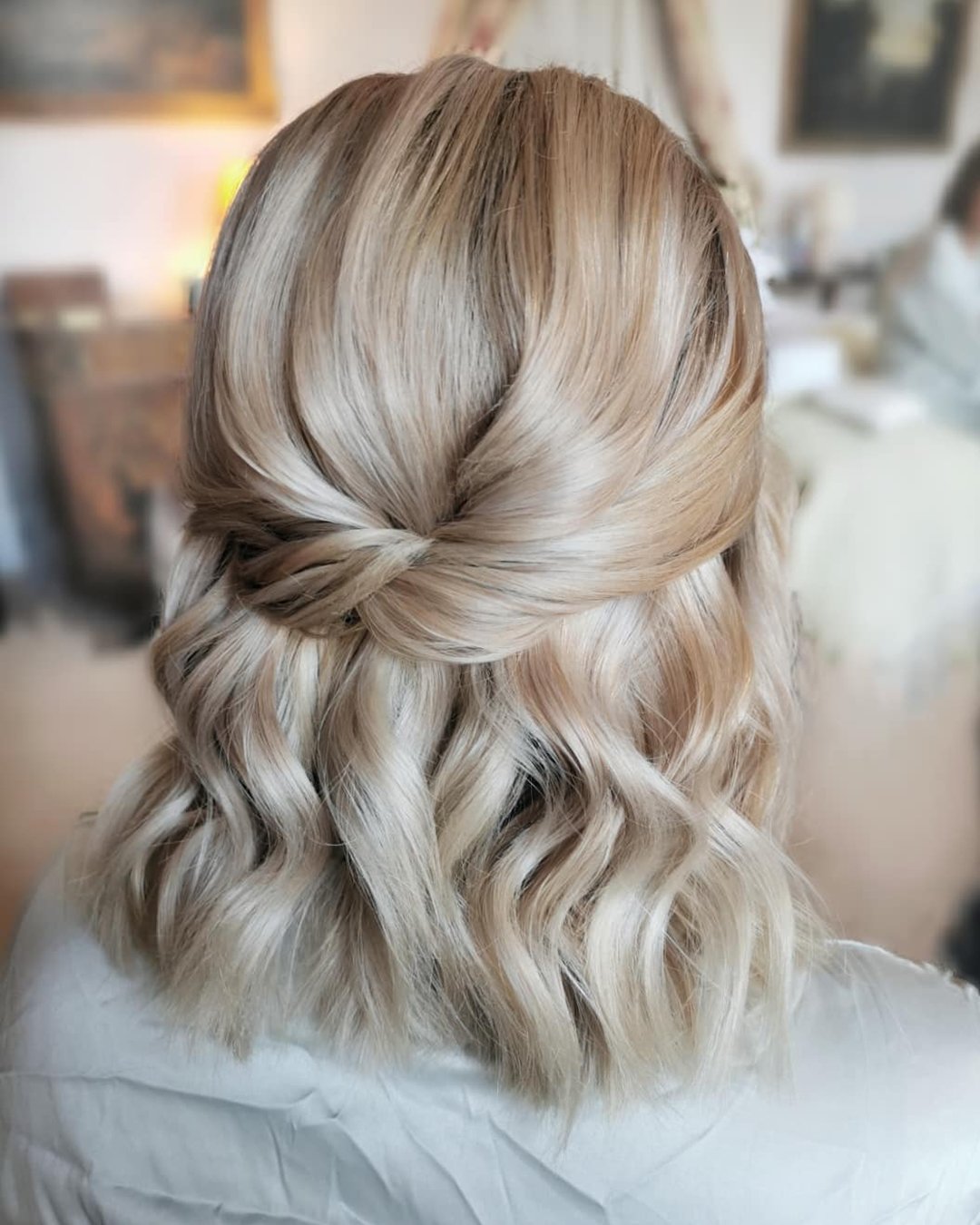 wedding hairstyles for medium hair easy half up