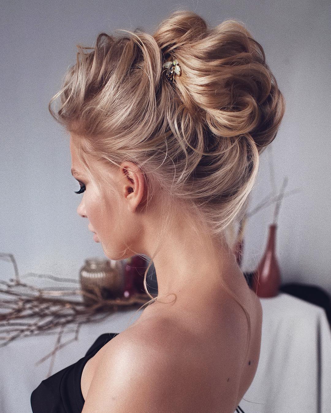 wedding hairstyles for medium hair high updo