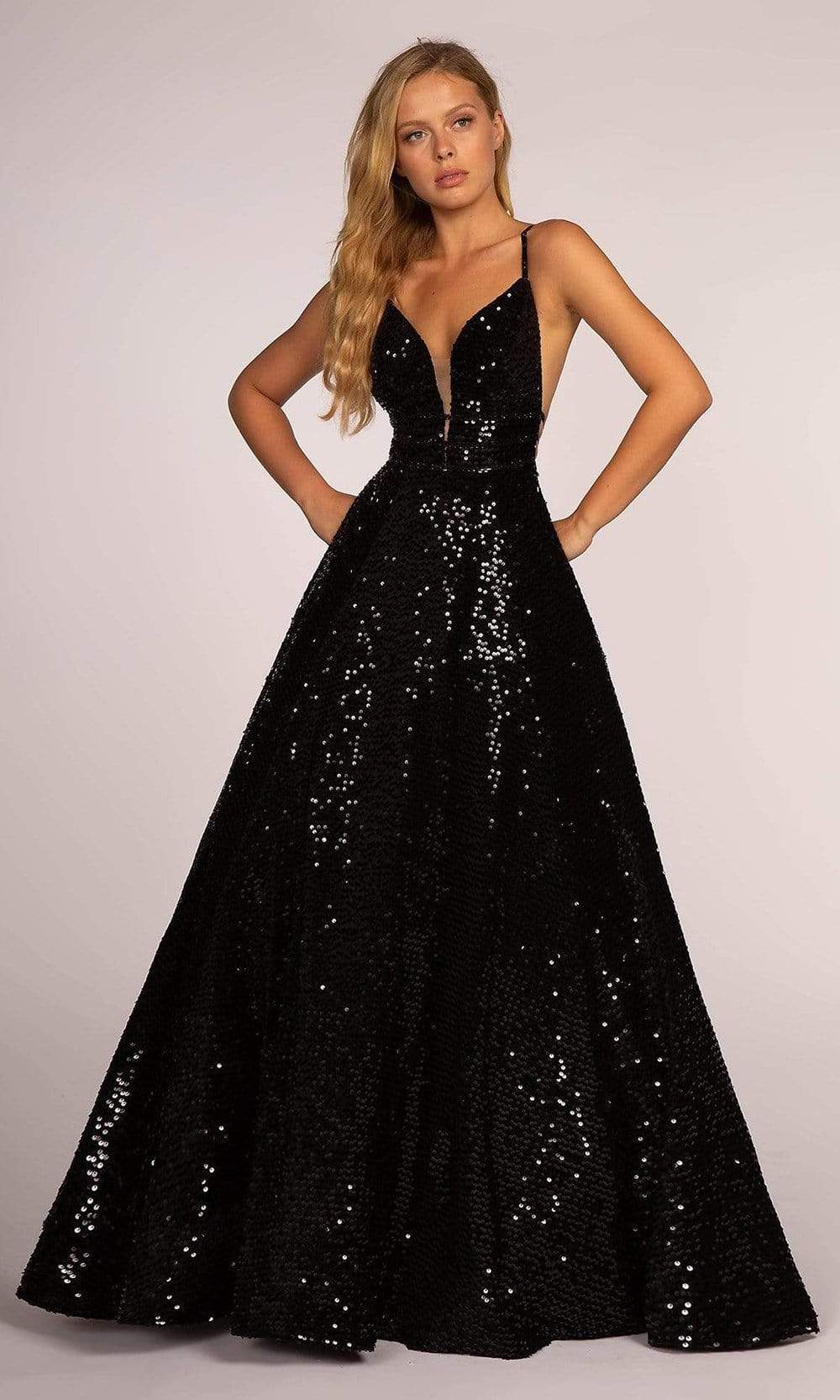 Allover Sequin Sexy Evening Dresses with Open Back A-Line