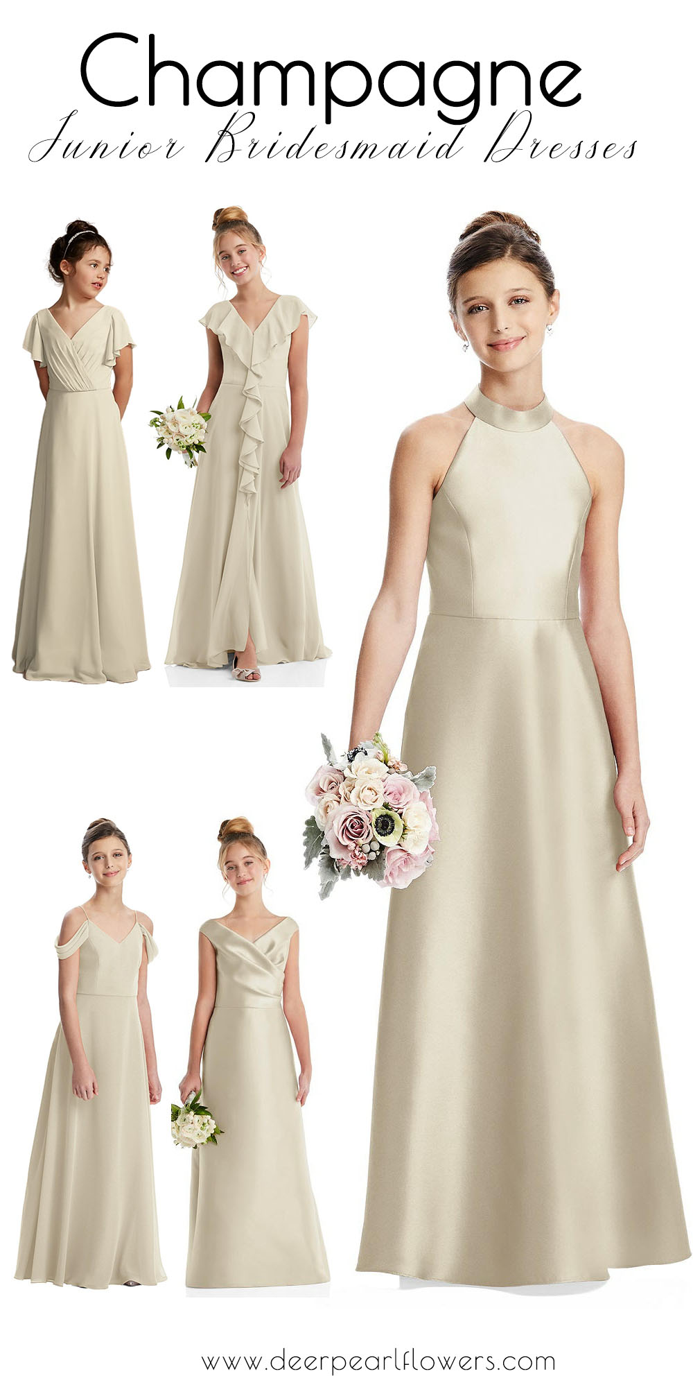 Champagne junior bridesmaid dresses