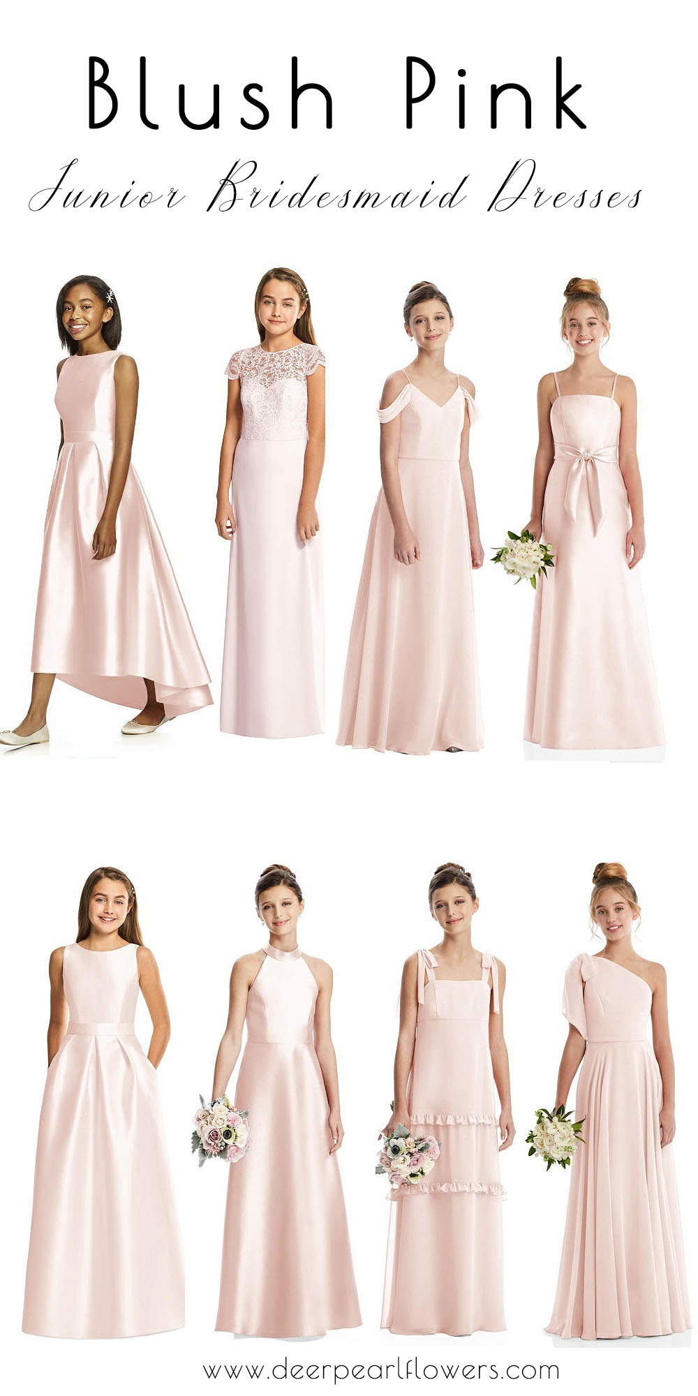 blush pink junior bridesmaid dresses