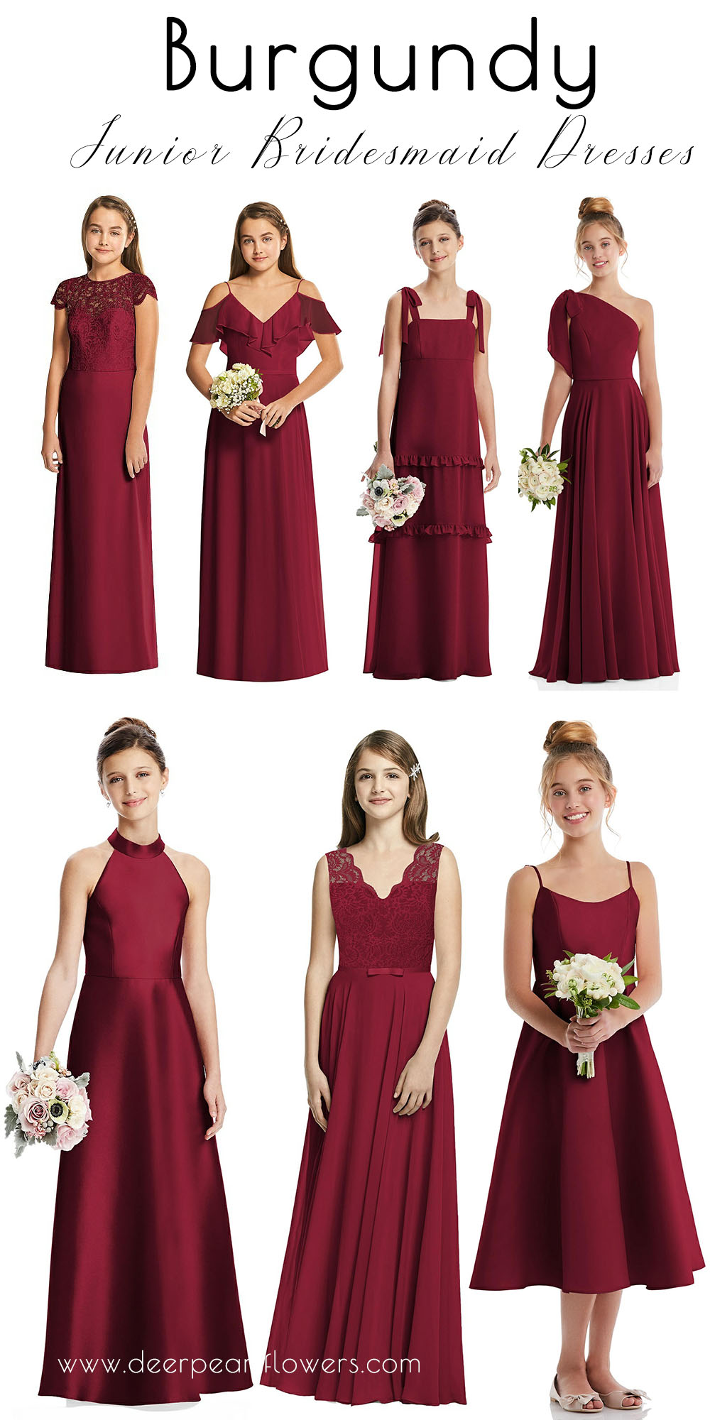 burgundy junior bridesmaid dresses