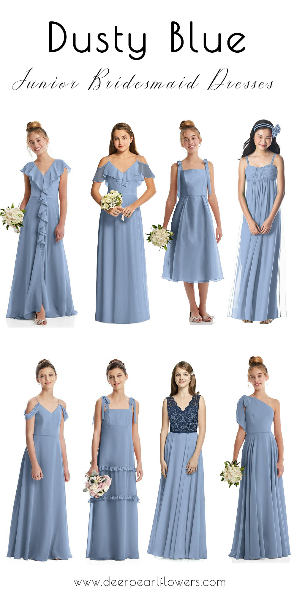 dusty blue junior bridesmaid dresses