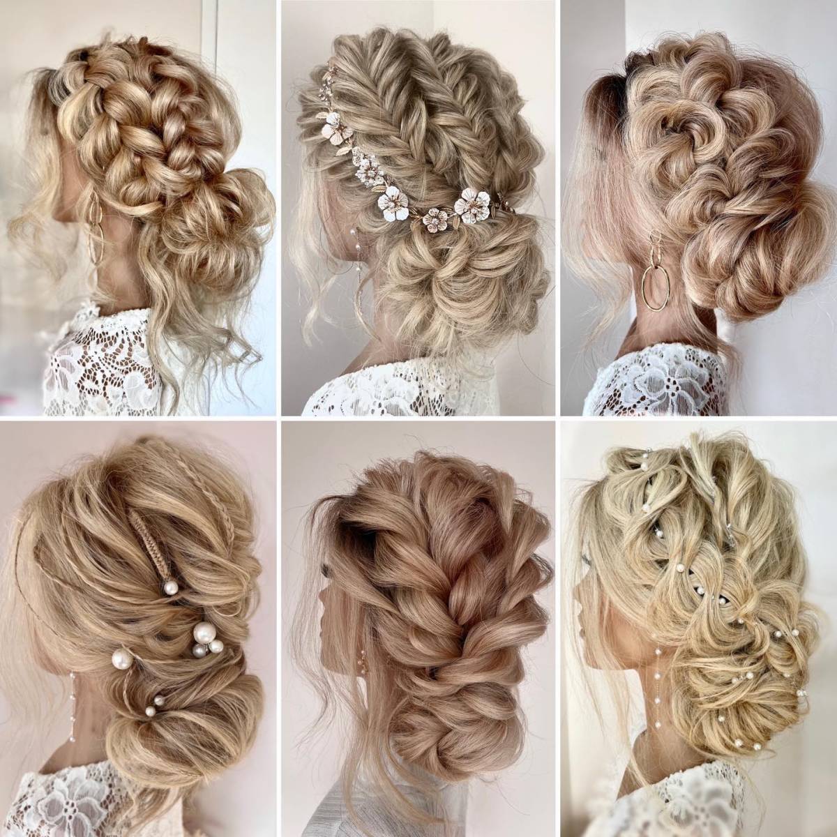 messy braided blonde wedding updo hairstyles