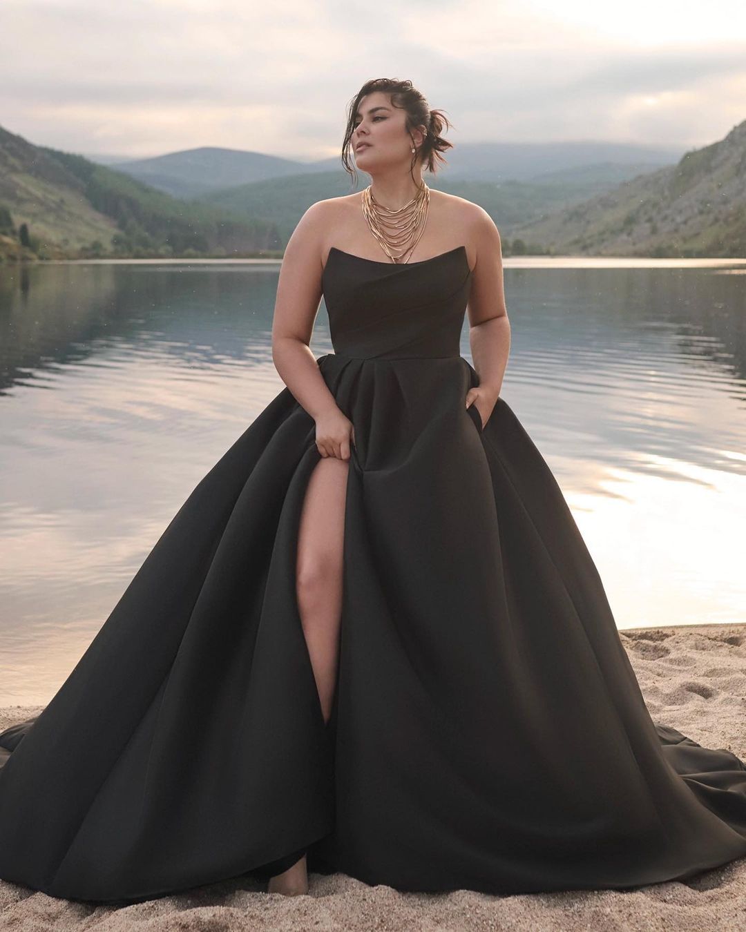 plus size black wedding dress satin ball gown