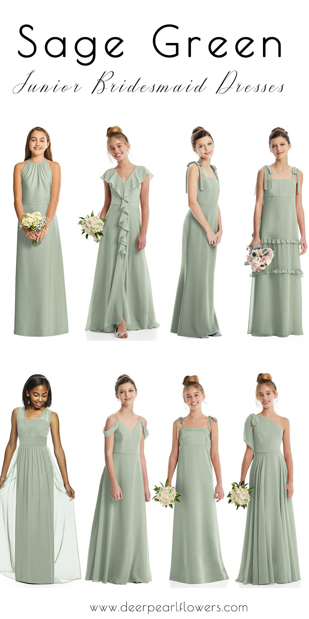 sage green junior bridesmaid dresses